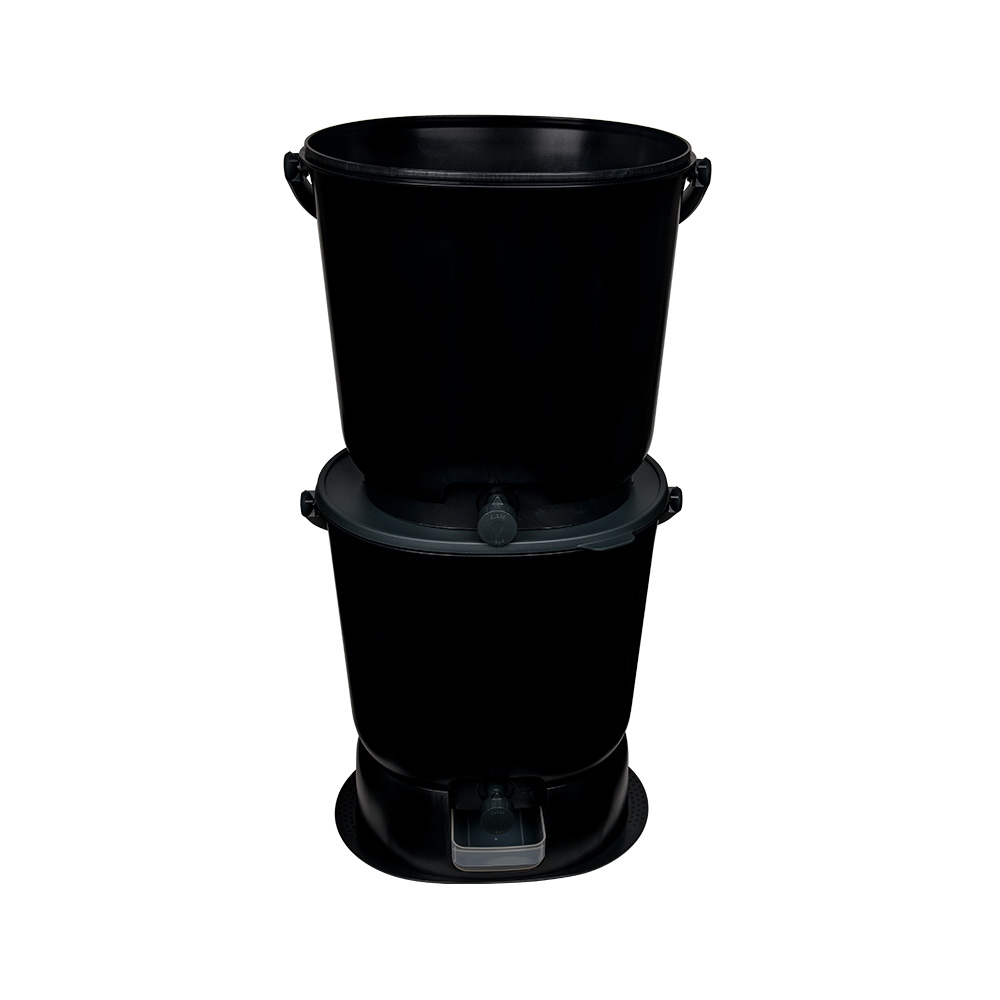 Bokashi Organko Essential Set + base web product photo black 101836 (2) Set 2 coșuri compostare | Bokashi Organko Essential | 15.3 L x 2 | Negru - imagine 1